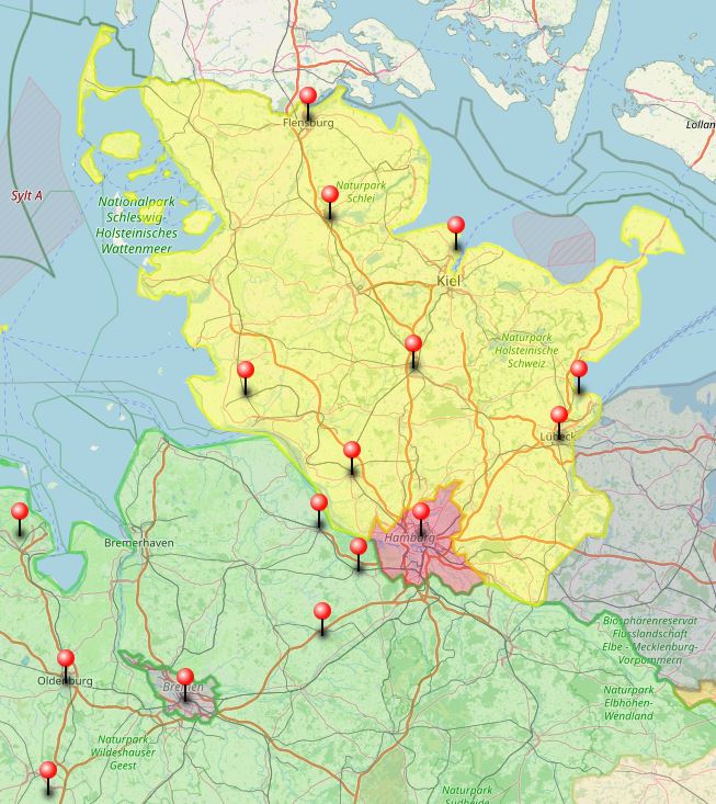 Karte der genealogischen Vereine